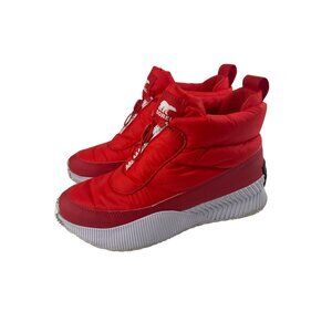 Sorel Women's Size 7 Out N' About Puffy Zip Waterproof Boot Mid Top Red Kinetic